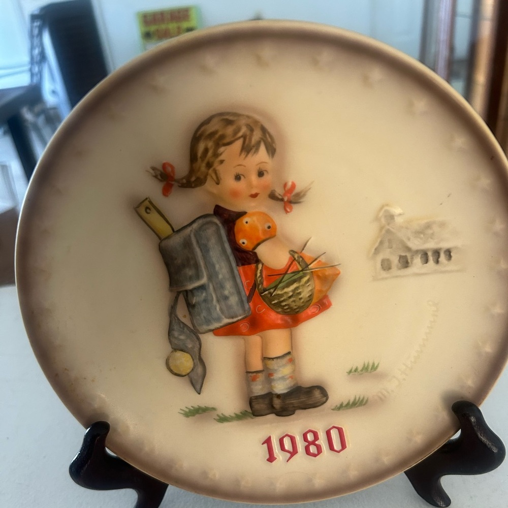 Vintage Goebel Hummel Porcelain Plate with Blue Accents